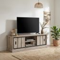 Meuble TV 155 cm CLEMENCE avec 2 porte coulissantes et 2 niches
