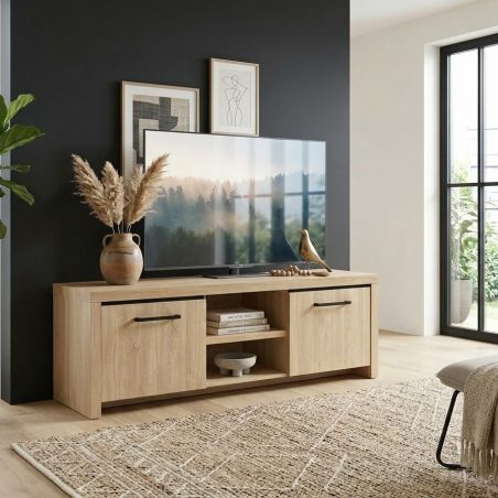 Meuble TV 160 cm THEMIS en décor chêne ivoire