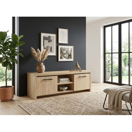 Meuble TV 160 cm THEMIS en décor chêne ivoire