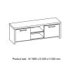 Meuble TV 160 cm THEMIS en décor chêne ivoire