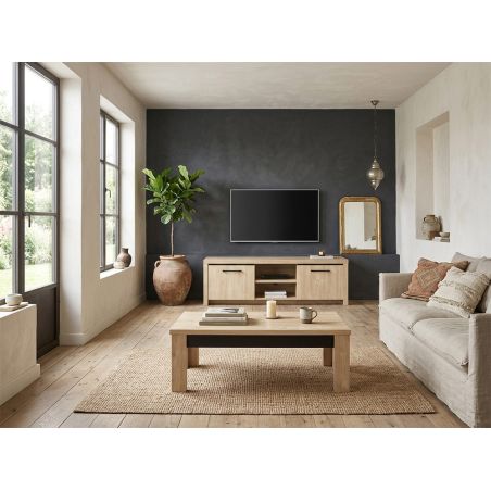 Meuble TV 160 cm THEMIS en décor chêne ivoire
