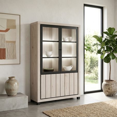 Vitrine contemporaine 132 cm MAGIKA avec 4 portes