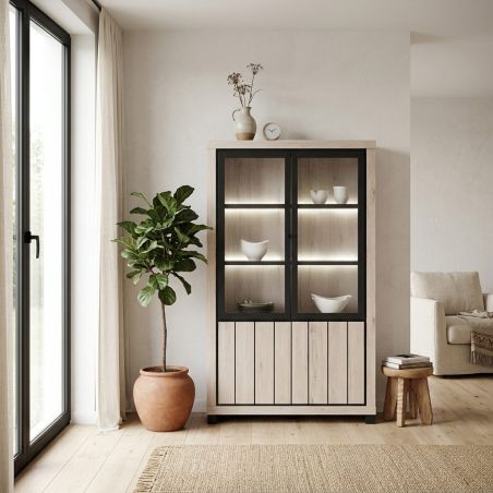 Vitrine contemporaine 132 cm MAGIKA avec 4 portes
