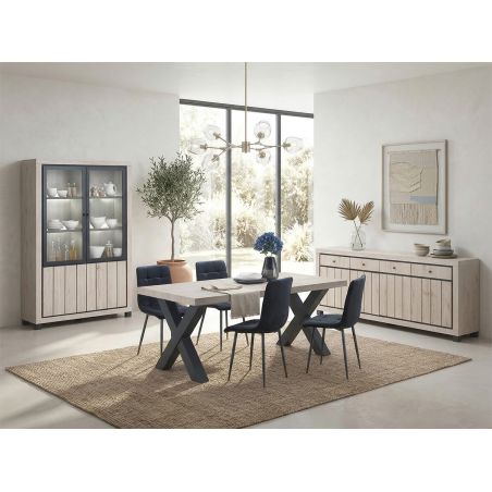 Vitrine contemporaine 132 cm MAGIKA avec 4 portes