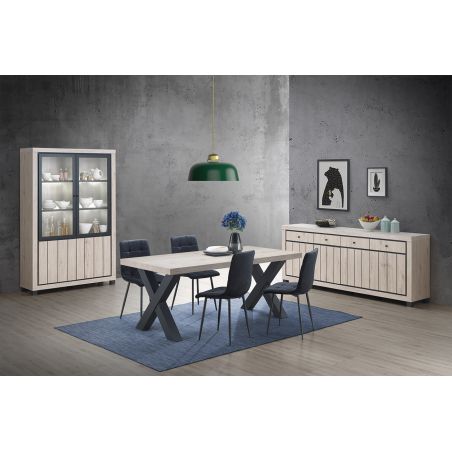 Vitrine contemporaine 132 cm MAGIKA avec 4 portes