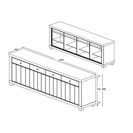 Buffet contemporain 224 cm MAGIKA