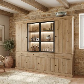 Vaisselier GABRIEL LIGHT avec 6 portes pleines, 2 portes vitrées et 4 tiroirs