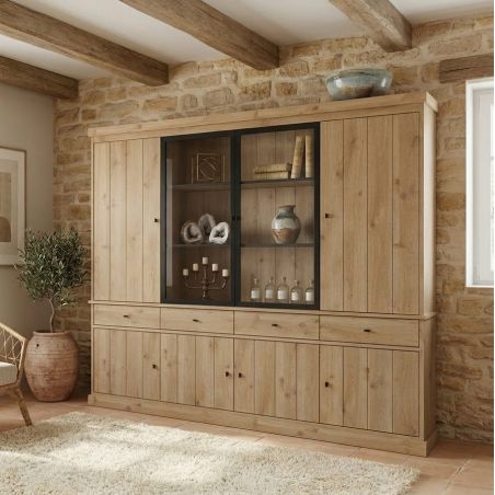 Vaisselier GABRIEL LIGHT avec 6 portes pleines, 2 portes vitrées et 4 tiroirs