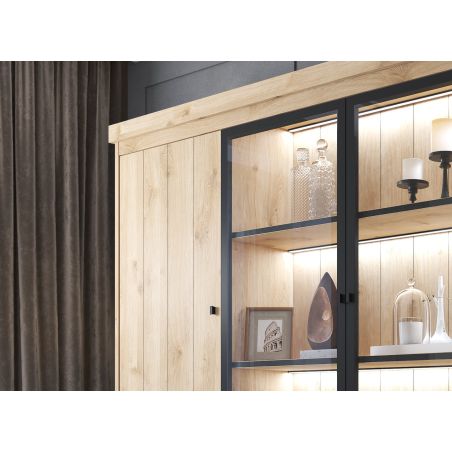 Vaisselier GABRIEL LIGHT avec 6 portes pleines, 2 portes vitrées et 4 tiroirs