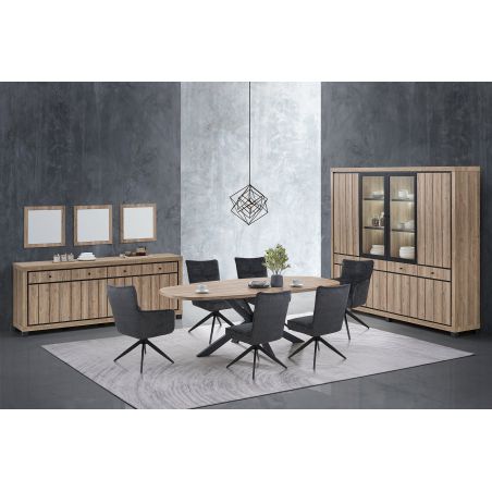 Chaise pivotante FABIO en tissu coloris beige ou anthracite