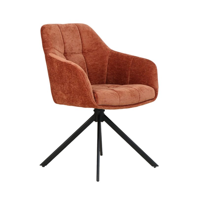 Chaise pivotante FABIO avec accoudoirs en tissu coloris copper ou vison