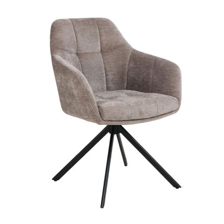 Chaise pivotante FABIO avec accoudoirs en tissu coloris copper ou vison