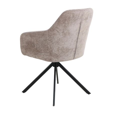 Chaise pivotante FABIO avec accoudoirs en tissu coloris copper ou vison