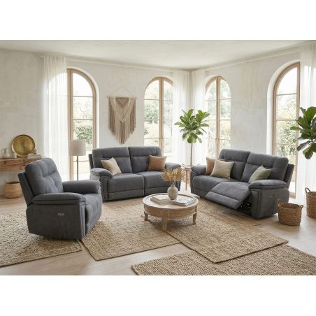 Canapé 3 places BOOM en tissu avec 2 relax électriques