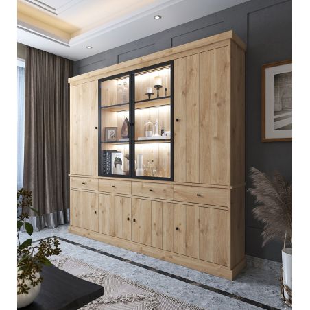 Vaisselier GABRIEL LIGHT avec 6 portes pleines, 2 portes vitrées et 4 tiroirs