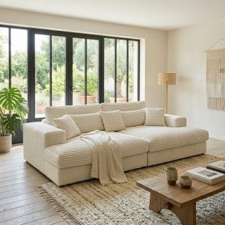 Canapé lounge DOUDOU CONFORT en tissu velours cotelé - profondeur 170 cm