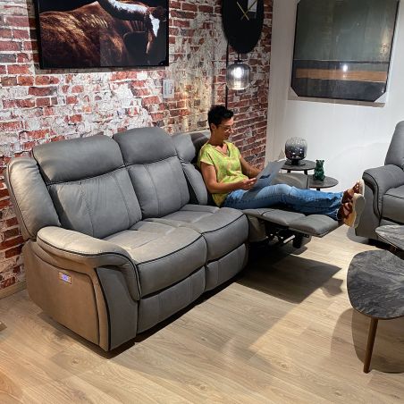 Canapé 3 places DOVER en tissu avec 2 relax électriques