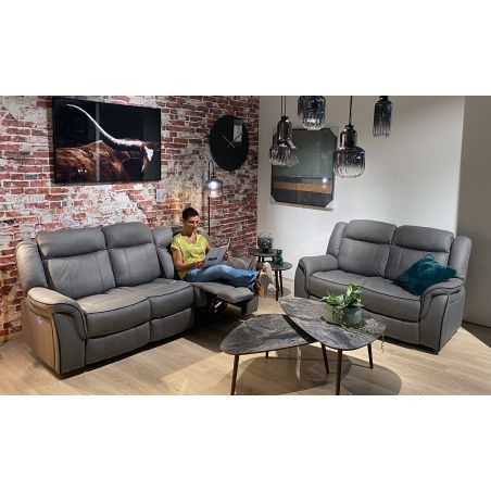 Canapé 3 places DOVER en tissu avec 2 relax électriques
