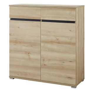 Meuble à chaussure LISANDRE 100 cm à 2 portes et 2 tiroirs coloris hêtre
