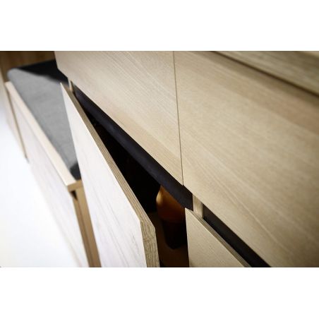 Meuble à chaussure LISANDRE 100 cm à 2 portes et 2 tiroirs coloris hêtre