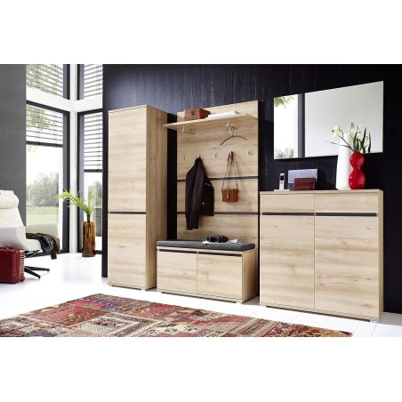 Banc à chaussure LISANDRE 96 cm à 2 portes coloris hêtre