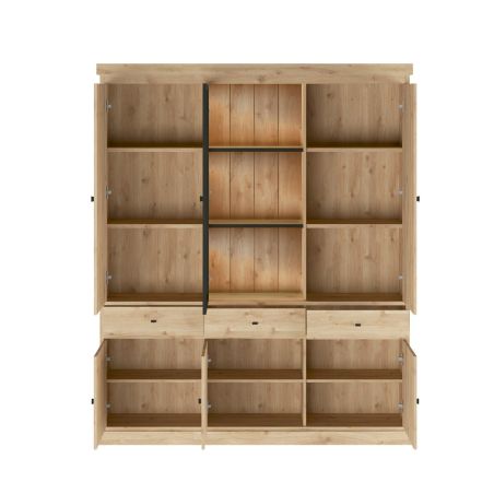 Vaisselier GABRIEL LIGHT avec 5 portes pleines, 1 porte vitrée et 3 tiroirs