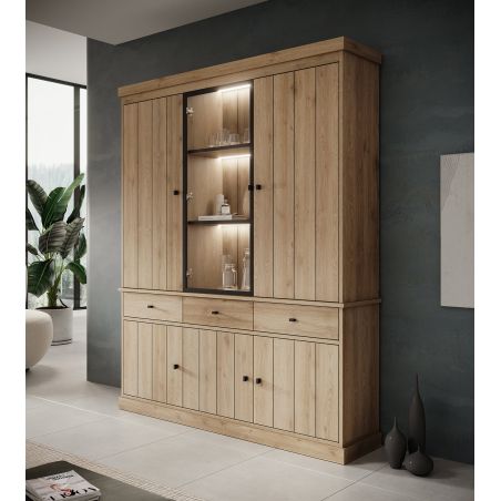 Vaisselier GABRIEL LIGHT avec 5 portes pleines, 1 porte vitrée et 3 tiroirs