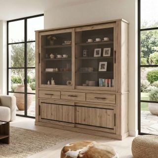 Vaisselier 220 cm CURTIS en décor chêne cuivre