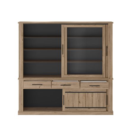 Vaisselier 220 cm CURTIS en décor chêne cuivre