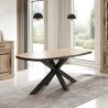Table ovale 210 cm CURTIS en décor chêne cuivre avec pied central en métal