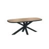Table ovale 210 cm CURTIS en décor chêne cuivre avec pied central en métal