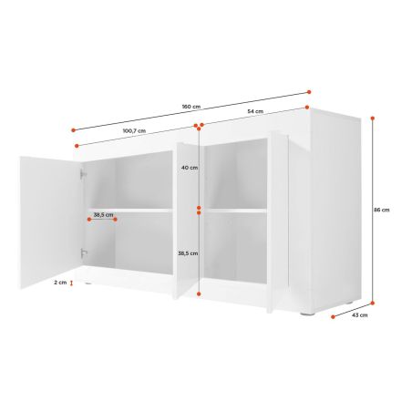 Buffet 160 cm BERGAME CACHEMIRE avec 3 portes