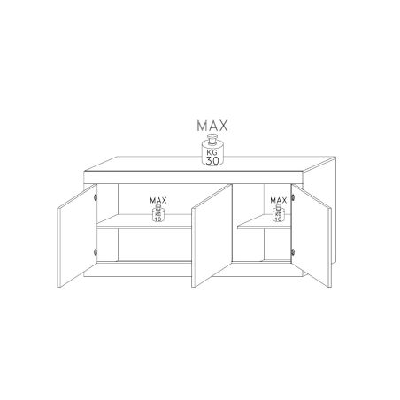 Buffet 160 cm BERGAME CACHEMIRE avec 3 portes