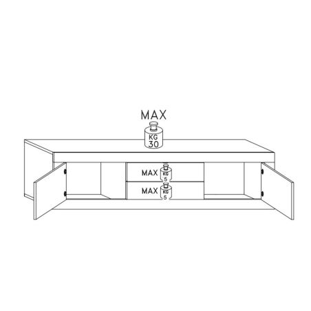 Meuble TV 210 cm BERGAME CACHEMIRE avec 2 portes et 3 tiroirs