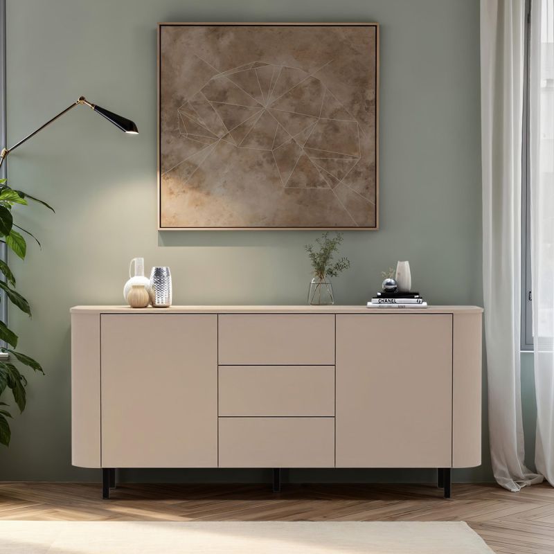 Buffet 180 cm LAGUNA avec 2 portes et 3 tiroirs en coloris cachemire