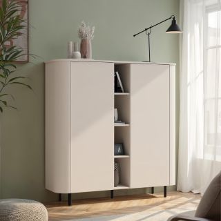 Buffet haut 2 portes et 4 niches LAGUNA en coloris cachemire