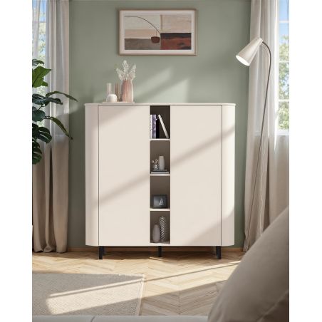 Buffet haut 2 portes et 4 niches LAGUNA en coloris cachemire