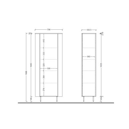 Vitrine 1 porte LAGUNA en coloris cachemire