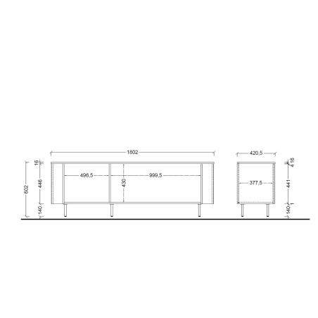Meuble TV 180 cm LAGUNA avec 3 portes en coloris cachemire