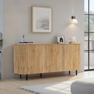 Buffet 180 cm LUCIUS avec 3 portes en décor chêne cadiz