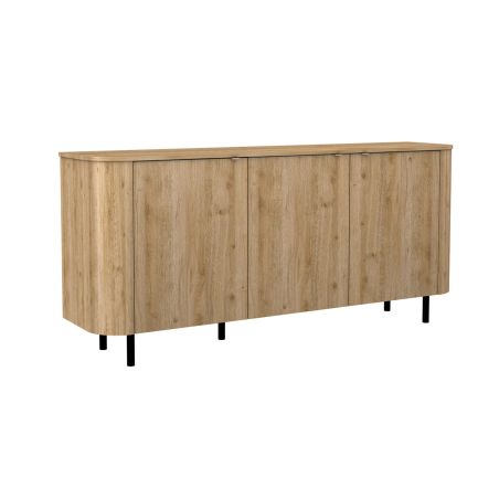 Buffet 180 cm LUCIUS avec 3 portes en décor chêne cadiz