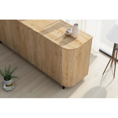 Buffet 180 cm LUCIUS avec 3 portes en décor chêne cadiz