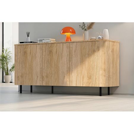 Buffet 180 cm LUCIUS avec 3 portes en décor chêne cadiz