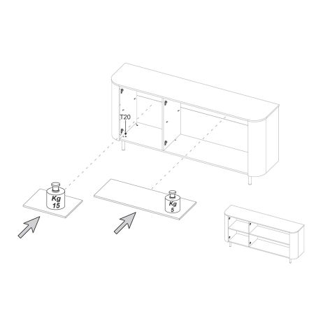 Buffet 180 cm LUCIUS avec 3 portes en décor chêne cadiz