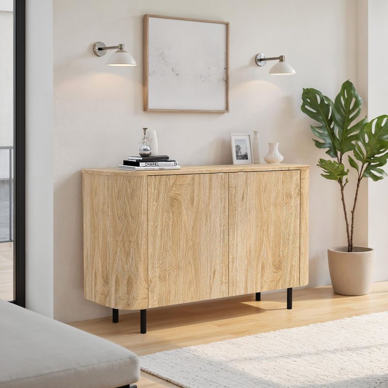 Buffet 130 cm LUCIUS avec 2 portes en décor chêne cadiz