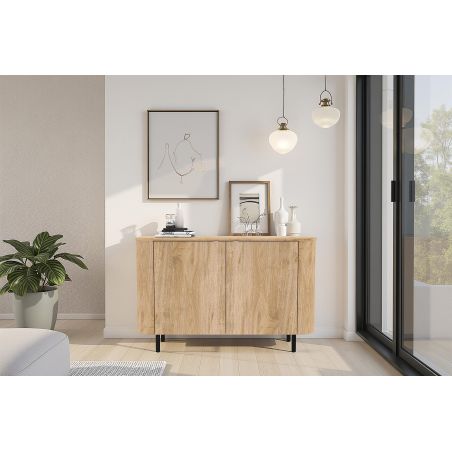 Buffet 130 cm LUCIUS avec 2 portes en décor chêne cadiz