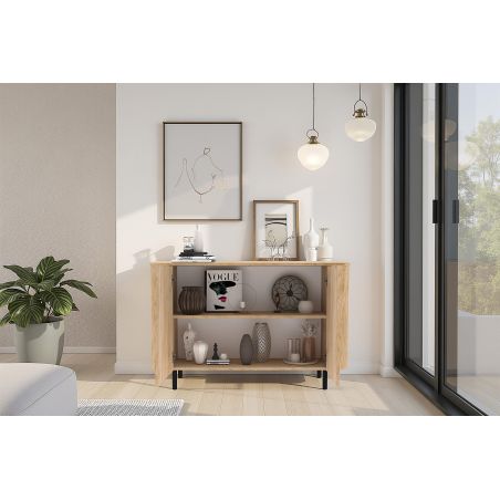 Buffet 130 cm LUCIUS avec 2 portes en décor chêne cadiz
