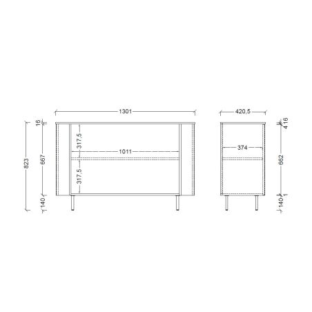 Buffet 130 cm LUCIUS avec 2 portes en décor chêne cadiz