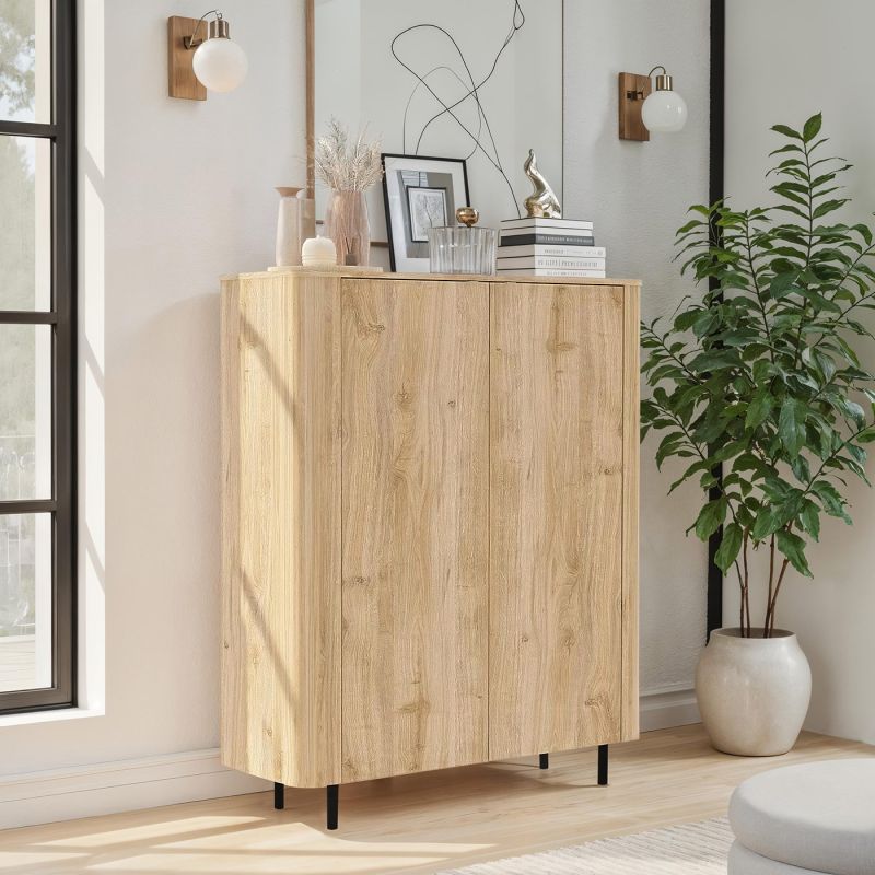 Buffet haut 130 cm LUCIUS avec 2 portes en décor chêne cadiz