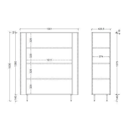 Buffet haut 130 cm LUCIUS avec 2 portes en décor chêne cadiz